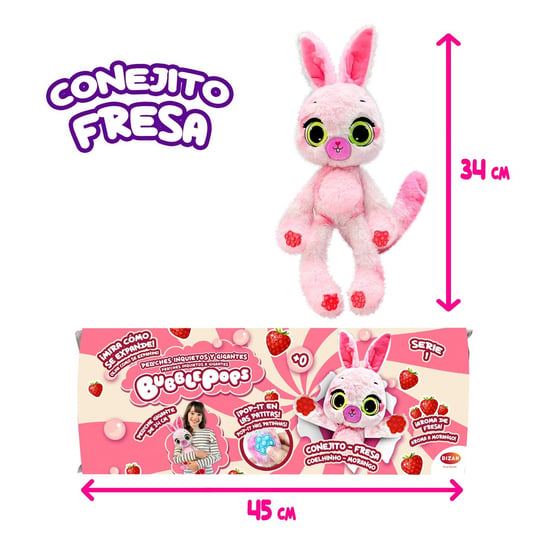 Bizak Bubble Pops Peluche Magico Che Si Moltiplica X5 - Coniglietto Fragola Con Odore Di Gomma E Zampe Sensoriali