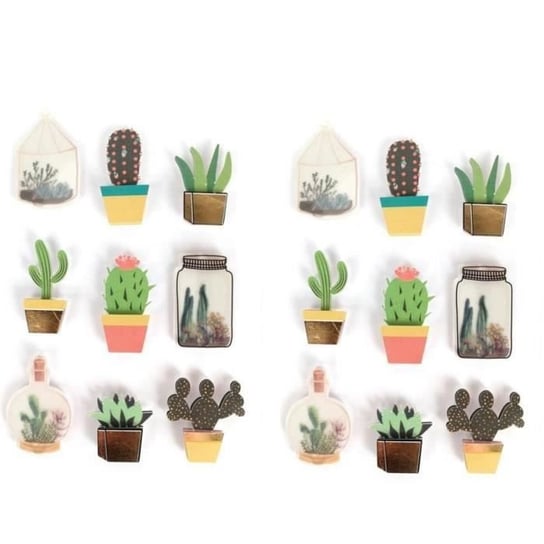 18 naklejek 3D z kaktusami i roślinami 4 cm Youdoit