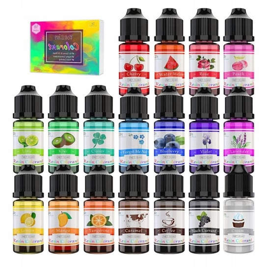 18 szt. BARWNIK DO ŻYWICY EPOKSYDOWEJ | BARWNIKI DO ŻYWIC UV | 18 X 10ml TRS