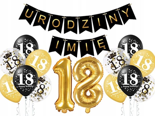 18 urodziny Dekoracje Balonowe Zestaw osiemnastka Dowolne Imię ImprezCzas