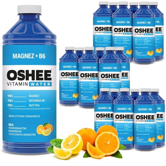 18x OSHEE Vitamin Water magnez + B6 cytryna - pomarańcza 1100 ml Oshee