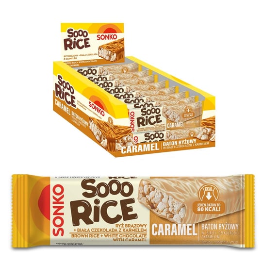 18x SONKO Baton ryżowy w czekoladzie białej z karmelem 16g Sonko