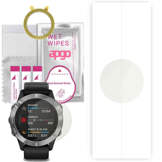 1x Folia hydrożelowa MATOWA do Garmin Fenix 6 Pro Solar - apgo Smartwatch Hydrogel MATTE Protection Ochrona na ekran smartwatcha apgo