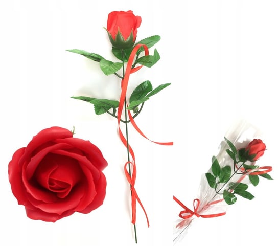 1X Róża Czerwona Mydlana Pachnie Na Prezent Bukiet DOMOSFERA
