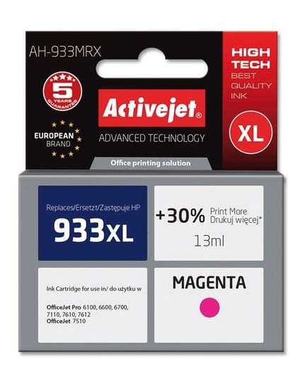 1x Tusz ActiveJet Do HP 933XL 13ml Magenta Activejet