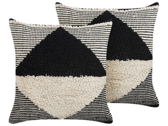 2 bawełniane poduszki dekoracyjne geometryczny wzór 50 x 50 cm beżowo-czarne KHORA Beliani