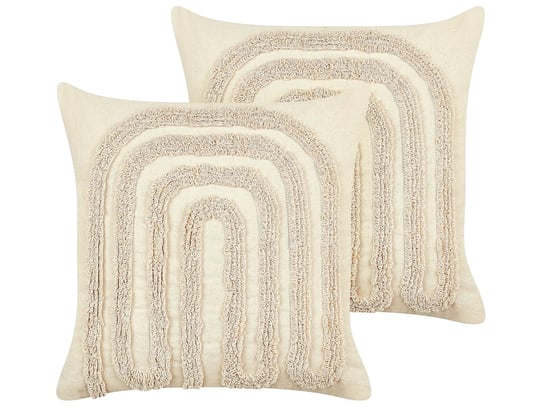 2 bawełniane poduszki dekoracyjne tuftowane 45 x 45 cm beżowe TATSOI Beliani