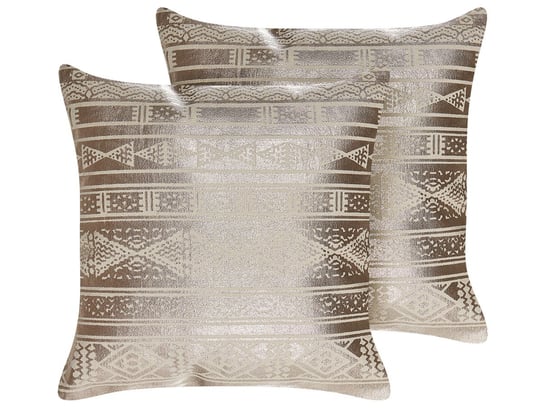2 bawełniane poduszki dekoracyjne w geometryczny wzór 50 x 50 cm różowe złoto OUJDA Beliani