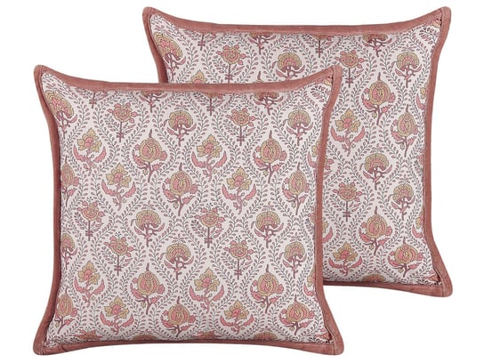 2 bawełniane poduszki dekoracyjne w kwiaty 45 x 45 cm czerwono-białe PICEA Beliani