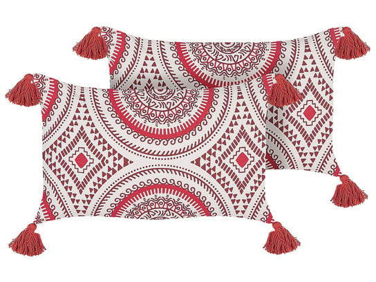 2 bawełniane poduszki dekoracyjne w orientalny wzór 30 x 50 cm czerwono-białe ANTHEMIS Beliani