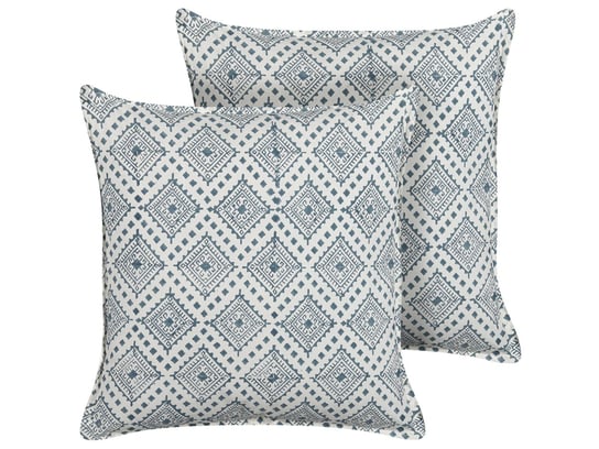 2 bawełniane poduszki dekoracyjne w orientalny wzór 45 x 45 cm niebieski z białym CORDATA Beliani