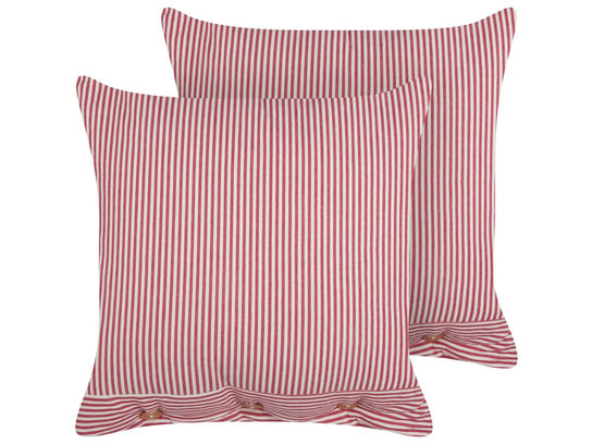 2 bawełniane poduszki dekoracyjne w paski 45 x 45 cm czerwono-białe AALITA Beliani