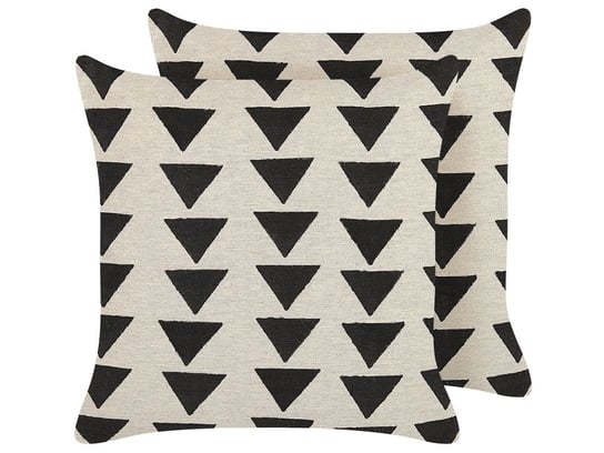 2 bawełniane poduszki dekoracyjne w trójkąty 45 x 45 cm beżowo-czarne CERCIS Beliani