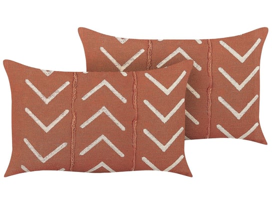 2 bawełniane poduszki dekoracyjne wzór geometryczny 35 x 55 cm pomarańczowe ALBIUM Beliani
