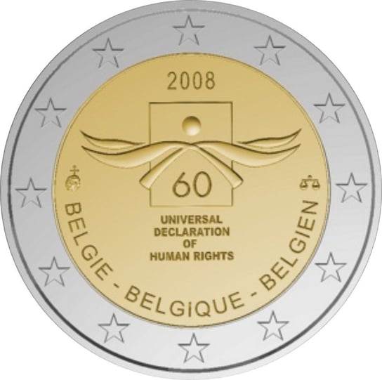 2 euro 2008 60-lecie powstania Powszechnej Deklaracji Praw Człowieka (Belgia) Mennicza (UNC) Narodowy Bank Polski