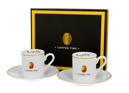 2 filiżanki espresso elegant ze spodkami COFFEE TIME 2 Duo