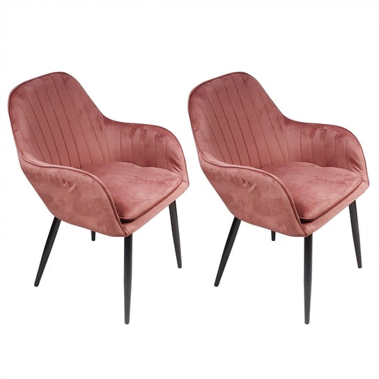 2 fotele FLORYDA BLACK VELVET różowe - welur BMDesign