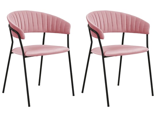 2 krzesła do jadalni welurowe różowe MARIPOSA Beliani