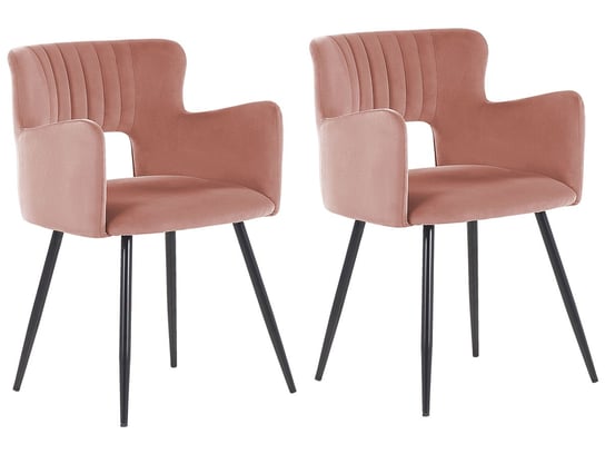 2 krzesła do jadalni welurowe różowe SANILAC Beliani