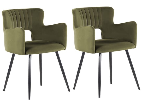 2 krzesła do jadalni welurowe zielony oliwkowy SANILAC Beliani