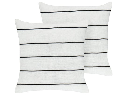 2 lniane poduszki dekoracyjne w paski 50 x 50 cm biało-czarne MILAS Beliani