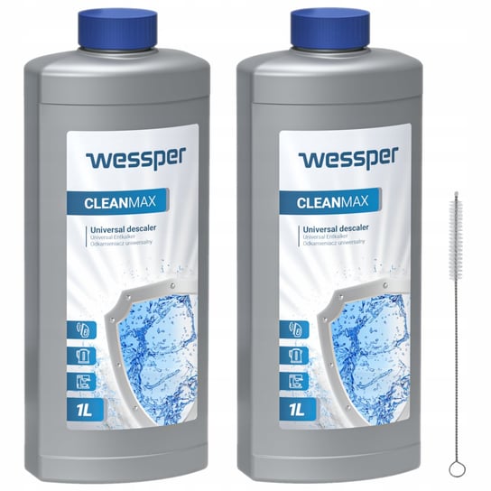 2× Odkamieniacz Wessper Cleanmax 1 L + Szczotka Wycior Wessper Cleanbrush Wes089-1 Do Czyszczenia Ekspresów Wessper