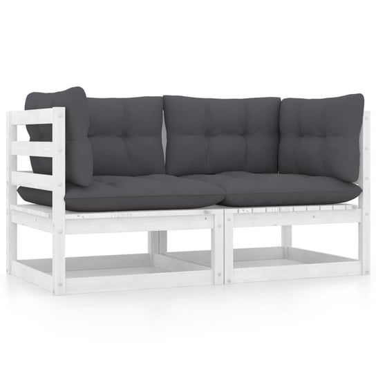 2-osobowa sofa ogrodowa z poduszkami, biała, drewno sosnowe vidaXL