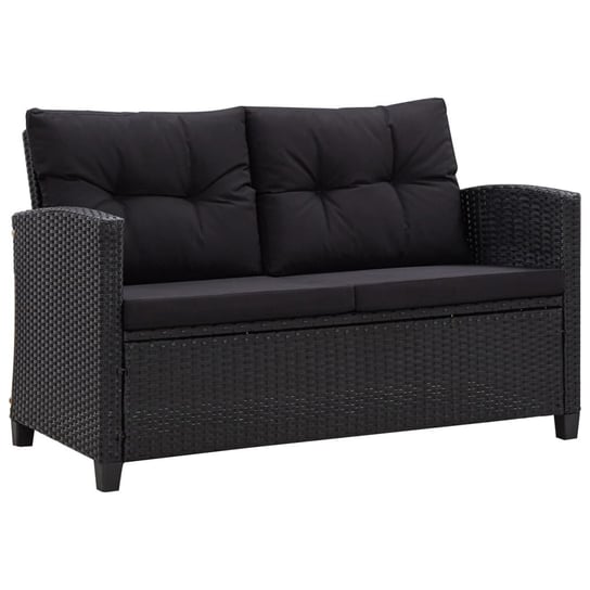 2-osobowa sofa ogrodowa z poduszkami, czarna, 124 cm, rattan PE vidaXL