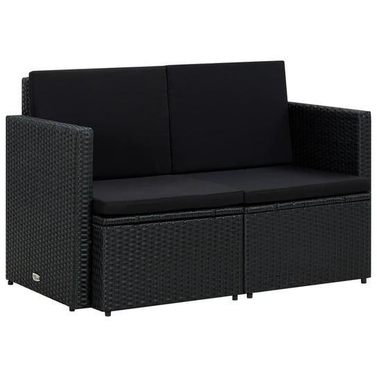 2-osobowa sofa ogrodowa z poduszkami, czarna, polirattan vidaXL