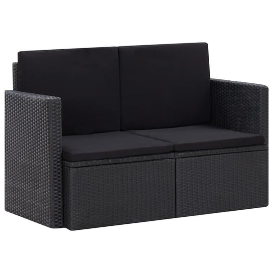 2-osobowa sofa ogrodowa z poduszkami, czarna, polirattan vidaXL