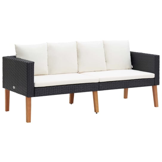 2-osobowa sofa ogrodowa z poduszkami, rattan PE, czarny vidaXL