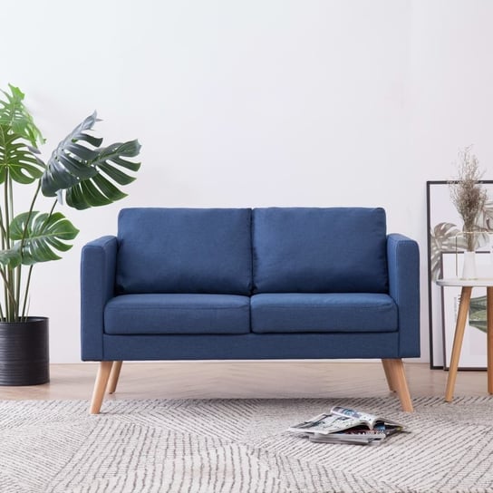 2-osobowa sofa tapicerowana tkaniną, niebieska vidaXL