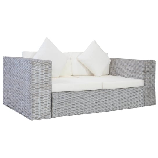 2-osobowa sofa z poduszkami, szara, naturalny rattan vidaXL