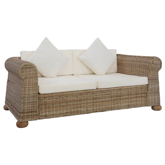 2-osobowa sofa z poduszkami vidaXL, naturalny rattan vidaXL