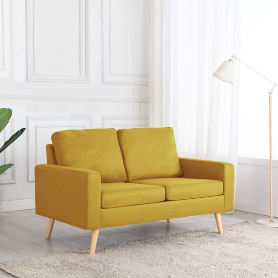 2-osobowa sofa, żółta, tapicerowana tkaniną vidaXL