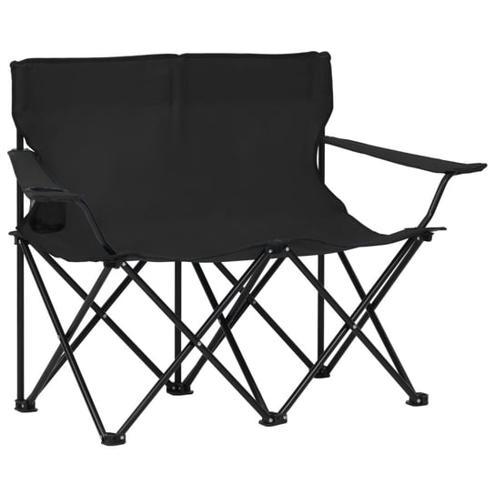 2-osobowe, składane krzesło turystyczne, stal i tkanina, czarne vidaXL