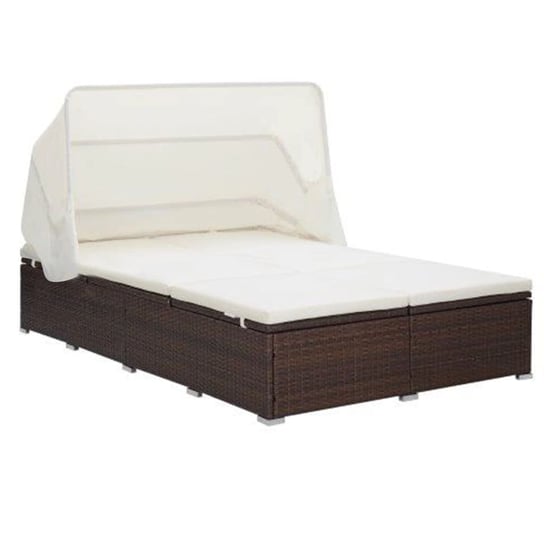 2-osobowy leżak z poduszką, polirattan, brązowy vidaXL
