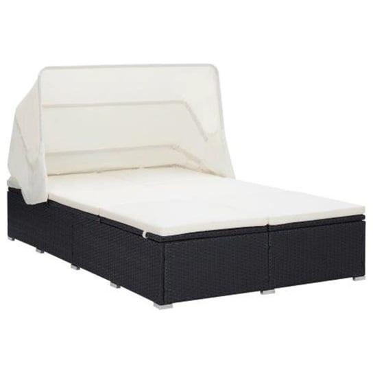 2-osobowy leżak z poduszką, polirattan, czarny vidaXL