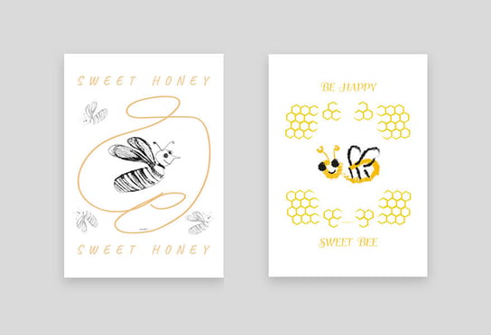 2 plakaty z pszczółkami A4 Annasko
