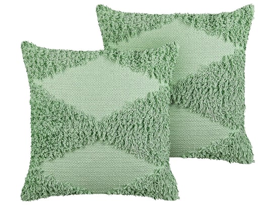2 poduszki dekoracyjne bawełniane tuftowane 45 x 45 cm zielone RHOEO Beliani