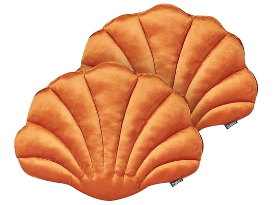 2 poduszki dekoracyjne muszle welurowe 47 x 35 cm pomarańczowe CONSOLIDA Beliani