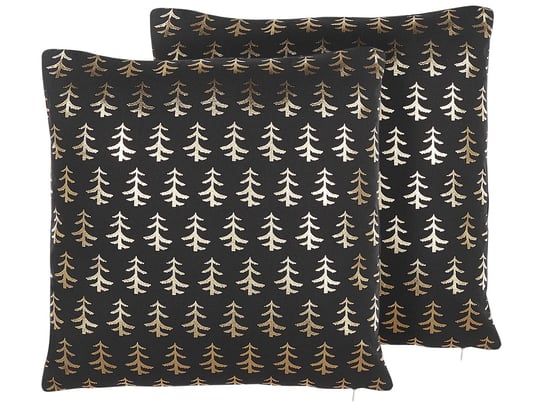 2 poduszki dekoracyjne w choinki 45 x 45 cm czarne LEROY Beliani