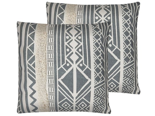 2 poduszki dekoracyjne w geometryczny wzór 45 x 45 cm szare LAURUS Beliani