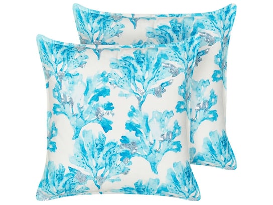 2 poduszki dekoracyjne w koral bawełniane 45 x 45 cm biało-niebieskie ROCKWEED Beliani