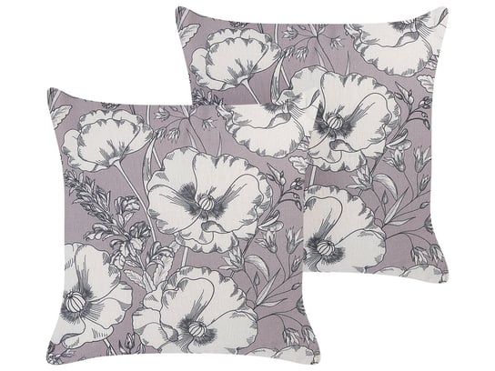 2 poduszki dekoracyjne w kwiaty 45 x 45 cm szaro-białe SOPHORA Beliani