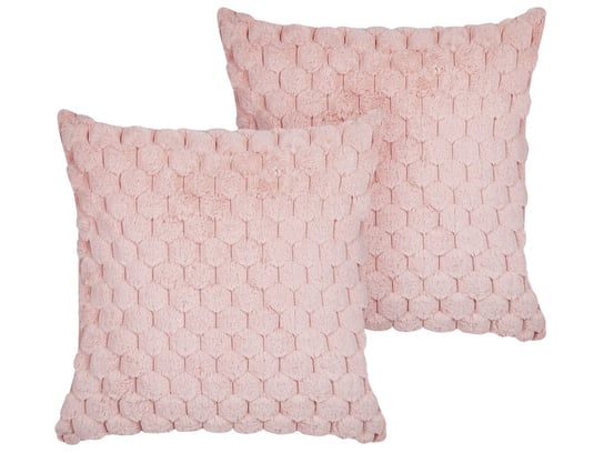 2 poduszki dekoracyjne włochacze 43 x 43 cm różowe PURSLANE Beliani