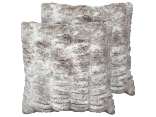 2 poduszki dekoracyjne włochacze 45 x 45 cm szare MACODES Beliani