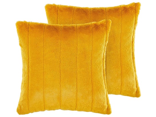 2 poduszki dekoracyjne włochacze 45 x 45 cm żółte PUMILA Beliani