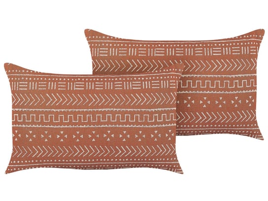 2 poduszki dekoracyjne wzór geometryczny 35 x 55 cm pomarańczowe ORLAYA Beliani