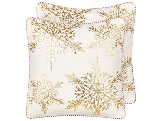 2 poduszki motyw świąteczny bawełniane 45 x 45 cm biało-złote STAPELIA Beliani